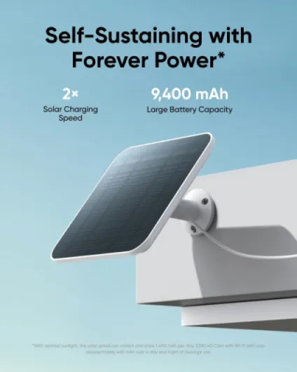 4G LTE Cam S330, 4K Cellular Solar Security Cameras Wireless Outdoor, Pan and Tilt, 4G and Wi-Fi Duo-Mode, AI Tracking, with SIM Card and 32GB SD Card, No WiFi, No Problem