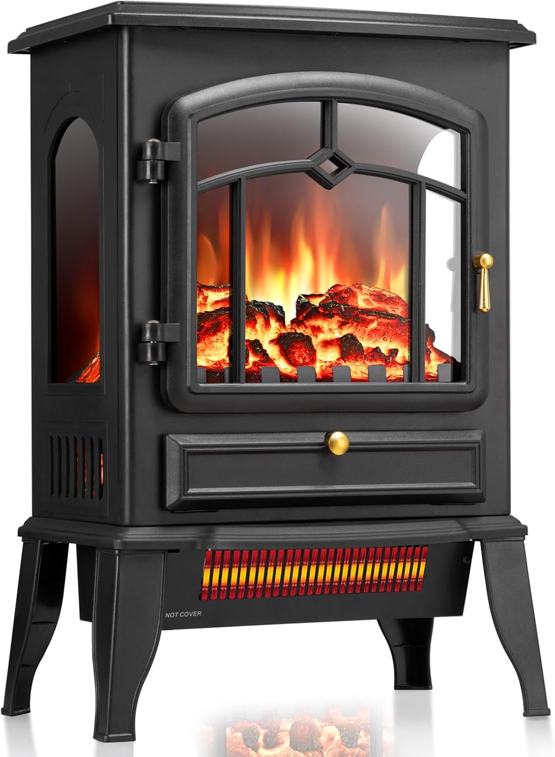 Electric Fireplace Stove, 5100 BTU Quick Heating Electric Fireplace Heater with Adjustable Flame Brightness, 1000W/1500W Thermostat, for Living Room, Bedroom 22 inch