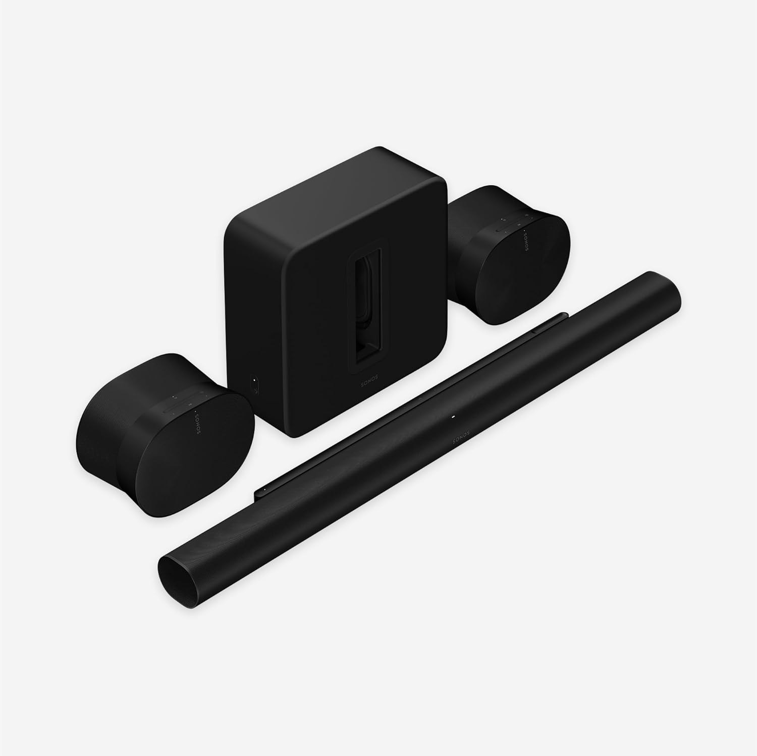 Arc Ultra soundbar + Sub 4 subwoofer + Era 300 Speakers (Pair) Black Soundbar + Sub 4 subwoofer + Era 300 Speakers (Pair)