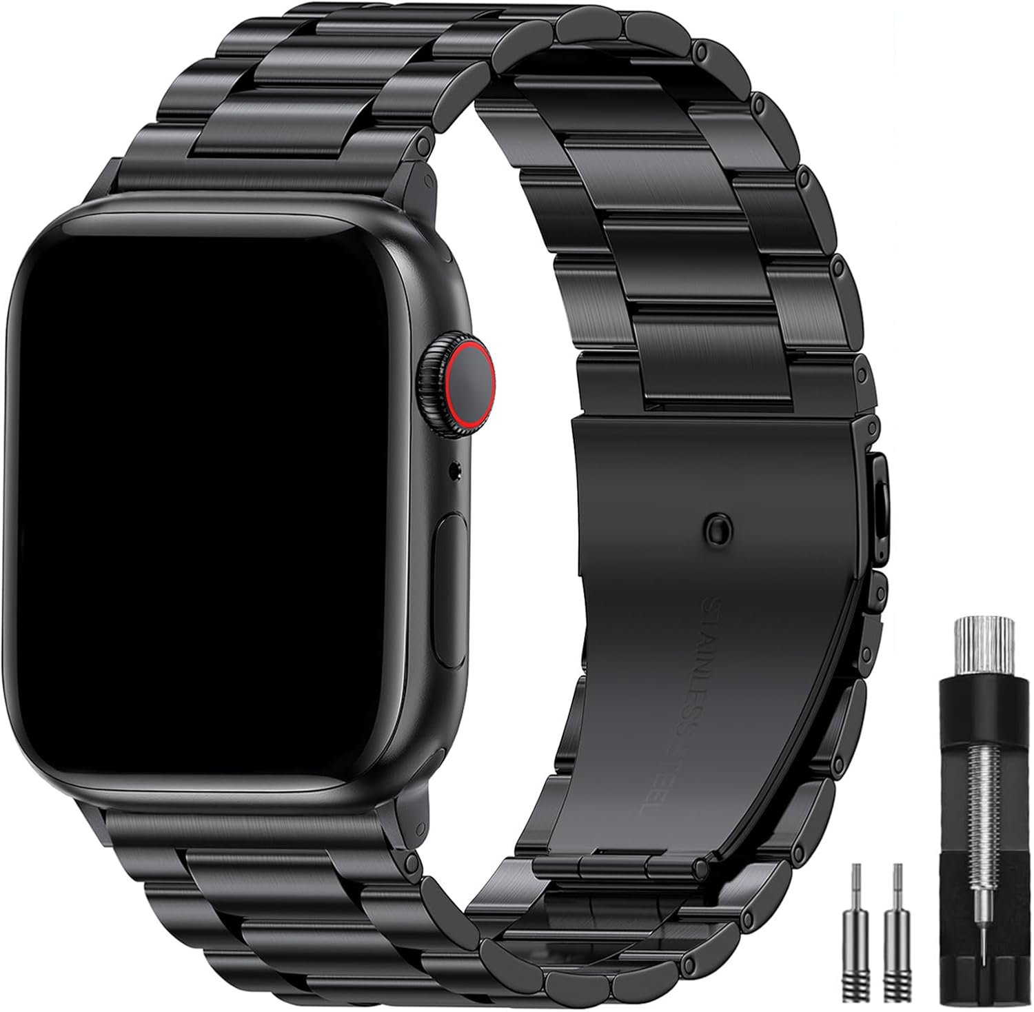 Metal Band Compatible with Apple Watch Bands for Men 49mm 46mm 45mm 44mm 42mm 41mm 40mm 38mm, Business Stainless Steel Strap for iWatch Bands Series 11 10 9 8 7 6 5 4 3 2 1, SE3 2 1, Ultra3 2 1 Black 42,44,45,46,49 mm
