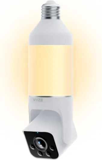 Bulb Cam Security Camera, 2K HD Outdoor Light Bulb Camera, Color Night Vision, Dimmable LED Bulb, Motion Detection, Siren Alarm, Works w/Alexa/Google Assistant - Free Expert Support