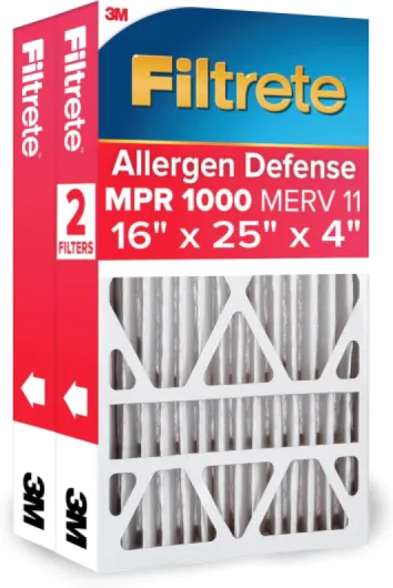 16x25x4 AC Furnace Air Filter, MPR 1000, MERV 11, Fits Honeywell & Lennox, Allergen Defense, Electrostatic Air Cleaning Filter, 2-Pack (Actual Size 15.88x24.56x4.31 in)