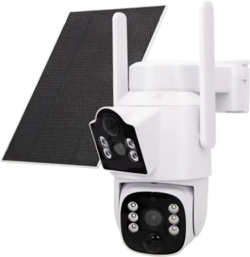 SolCam - Wireless Outdoor Solar Camera - 4MP+4MP Dual Lens, Dual PIR Motion Sensors, Supports 2.4G/5G WiFi, Local SD Card & Cloud Storage, Auto Tracking, Human Detection, Color Night Vision WS26-1
