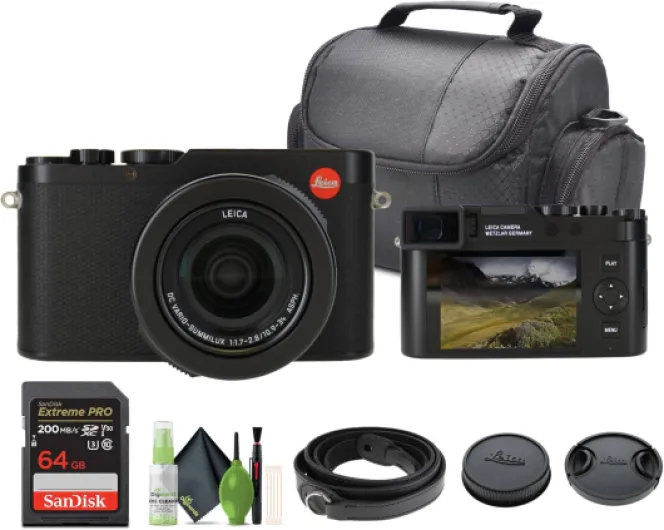 D-Lux 8 Compact Digital Camera, 10.9-34mm f/1.7-2.8 Lens 17MP CMOS Sensor (Black) 19191 + 64GB Memory Card + Travel Bag + Cleaning Kit and More