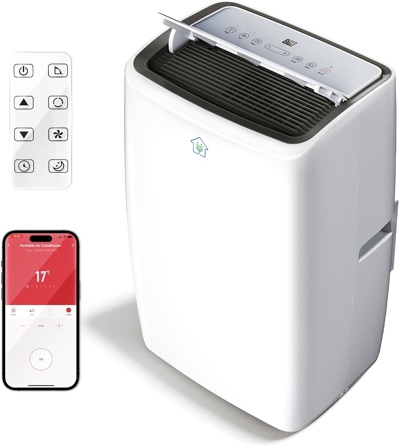 12000BTU Portable Air Conditioners, Smart AC Unit with App & Remote Control, 4-in-1 Cooling, Heating, Dehumidifier, Fan for Rooms up to 550 sq.ft, 24H Timer, White 12000 BTU