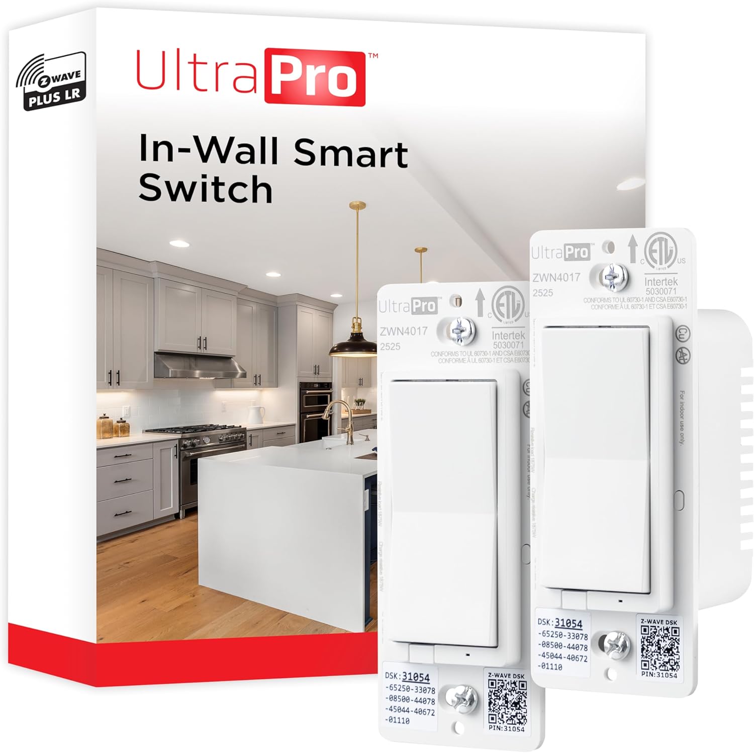 800 Series Z-Wave On/Off Switch 2pk, Long Range 800LR, Direct 3-Way (No Add-On Switch Needed), Smart Hub Required, Compatible with Alexa, Google Home, 76604 2 Pack Switch