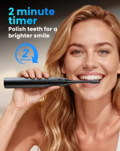 Sonic Electric Toothbrush for Adults, Rechargeable Ultrasonic Electric Toothbrush with 8 Brush Heads, Travel Case, Charging Base & Wireless Charging - 5 Modes with Smart Timer Black