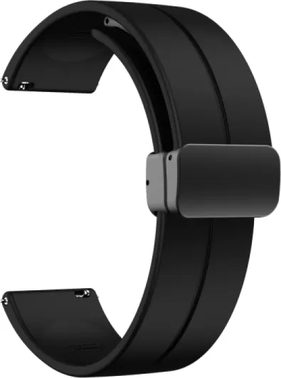 Magnetic Watch Band 22mm 20mm 19mm 18mm 16mm With Quick Release Soft Silicone Sport Watch Band for Men Women, Magnetic Silicone Replacement Strap Black 20mm
