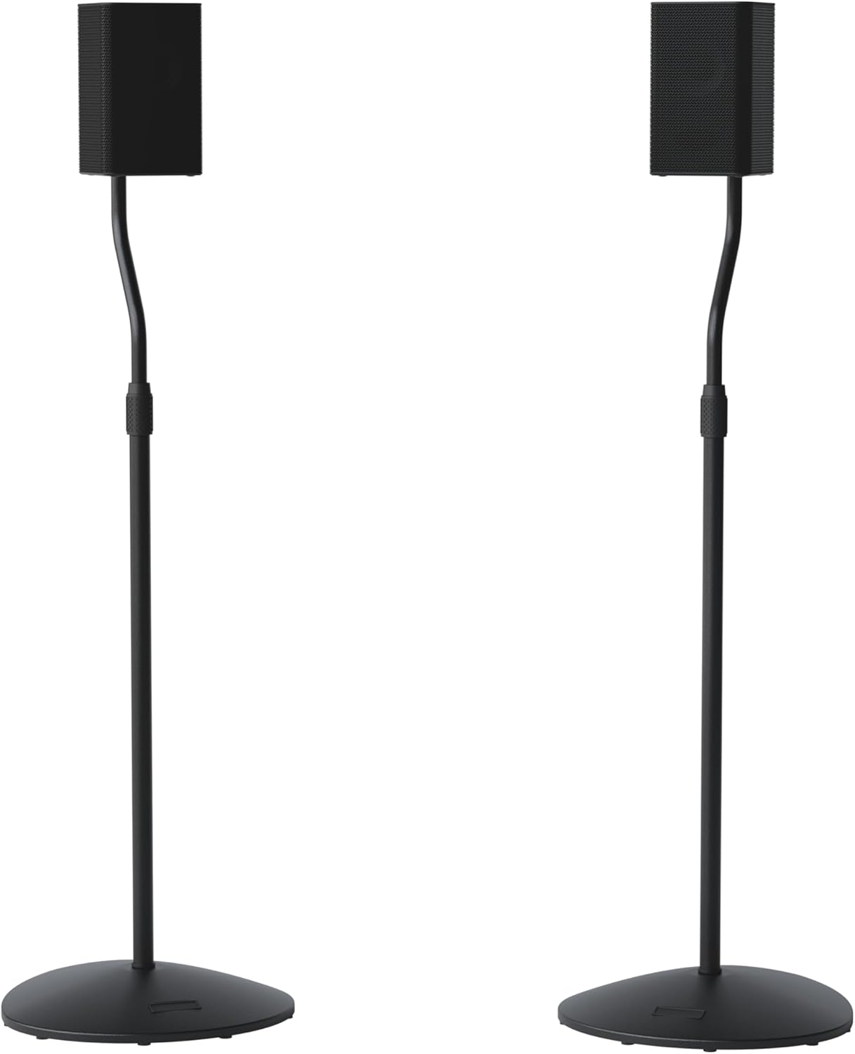 Speaker Stands Pair for Satellite & Bookshelf Speakers up to 3.5lbs – 10” Height Adjustment – Includes L-Shaped Bracket & Keyhole Adapter for Compatibility – Easy DIY Assembly