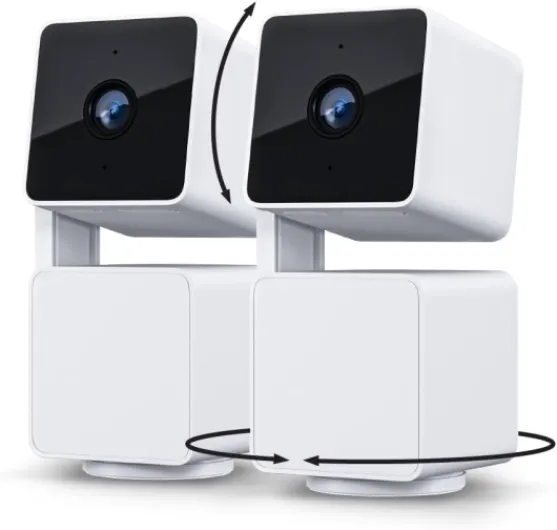 Cam Pan v3 Indoor/Outdoor IP65-Rated 1080p Pan/Tilt/Zoom Wi-Fi Smart Home Security Camera with Color Night Vision, 2-Way Audio, Compatible with Alexa & Google Assistant, White, 2-Pack White 2-Pack