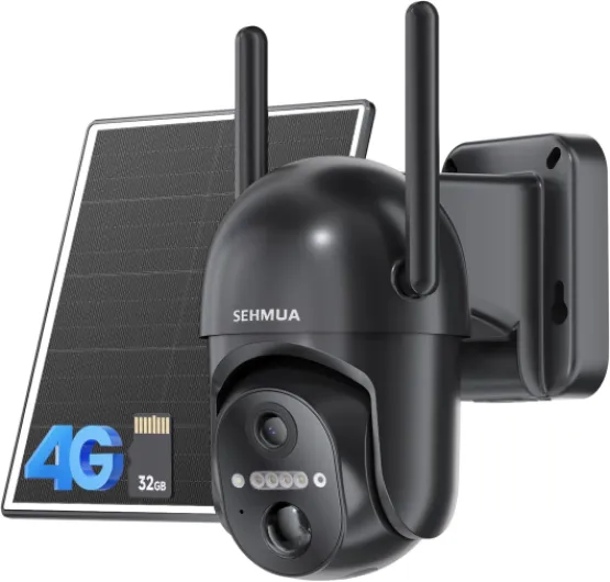 4G LTE Cellular Solar Security Camera Wireless Outdoor, No WiFi Solar Powered Camera, 360° Live View, 2K Color Night Vision, PIR Motion Sensor, 2 Way Talk, Built in SIM Card Black 4G