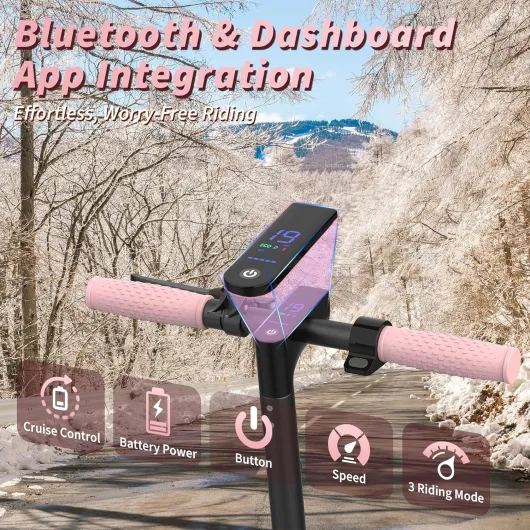 Electric Scooter - 8.5"/10'' Solid Tires, 350W/500W Motor, Up to 19-22MPH and 21-24Miles Long-Range Portable Commuting Scooter for Adults with Double Braking System and App 350W 8.5'' 15Miles Pink