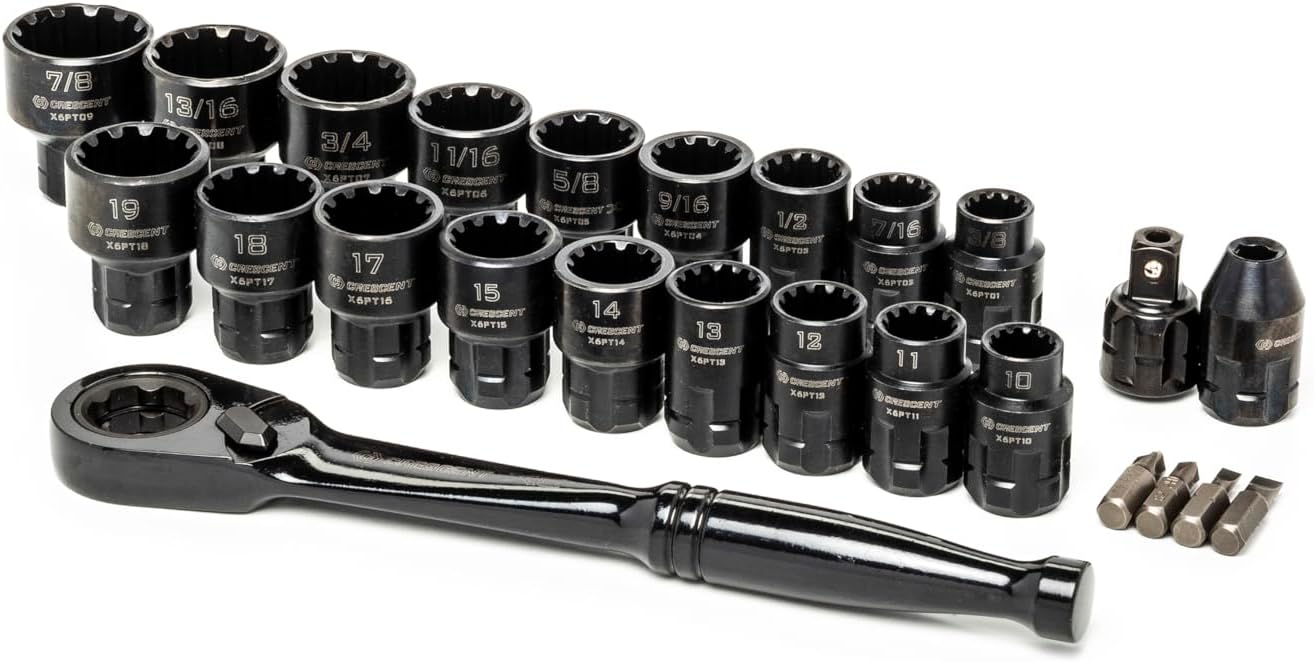 25 Piece 3/8" Drive Pass-Thru X6 Standard Spline Mechanics Tool Set - CX6PT25 One Size