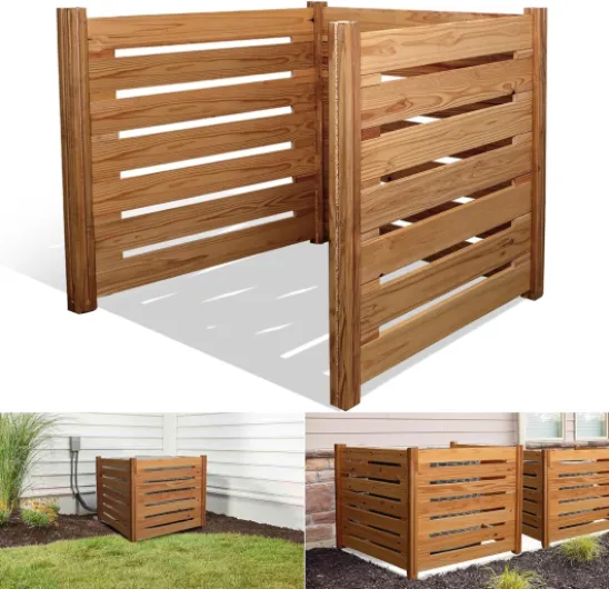 Air Conditioner Fence,Wooden Privacy Fence,3 Panels 36" L x 36" W x 36" H,Wood Compost bin,Suitable for Outdoor Trash Cans,AC, Pool Equipment Enclosures - 36"L x 36"W x36"H