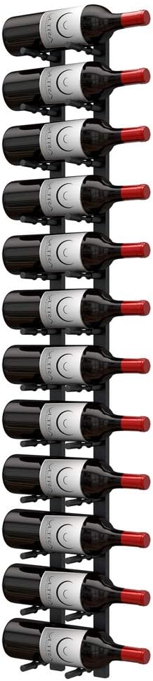Ultra Wine Racks Wall Mounted Label-Out Wine Racks (4 Foot 1 Deep, Matte Black, 12 Wine Bottles) - Modern Metal Wine Storage, Modular Design for Home Bar, Kitchen, Dining Rooms, & Wine Cellars