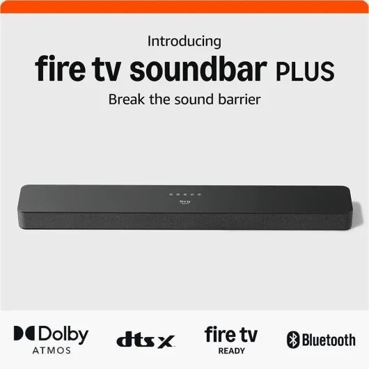 Amazon Fire TV Soundbar Plus (newest model) with built-in subwoofer, 3.1 channel, Dolby Atmos, clear dialogue