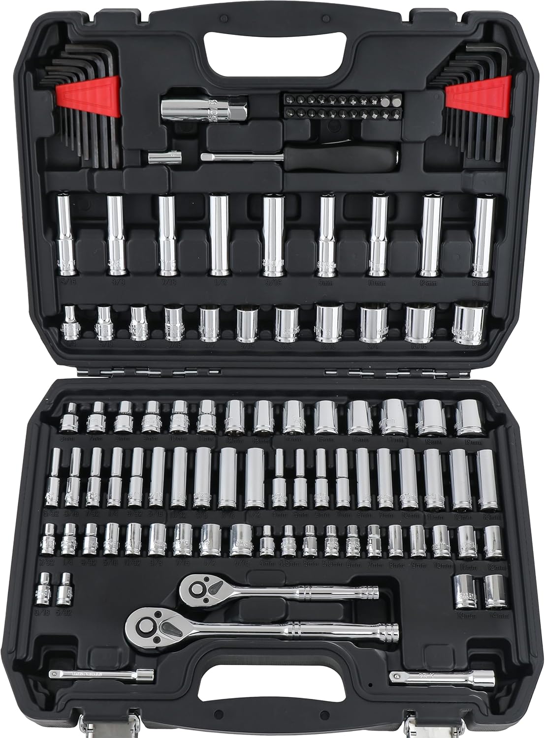 Mechanic's Tool Socket Set With Case, 123-Piece 123 Piece Black, Silver