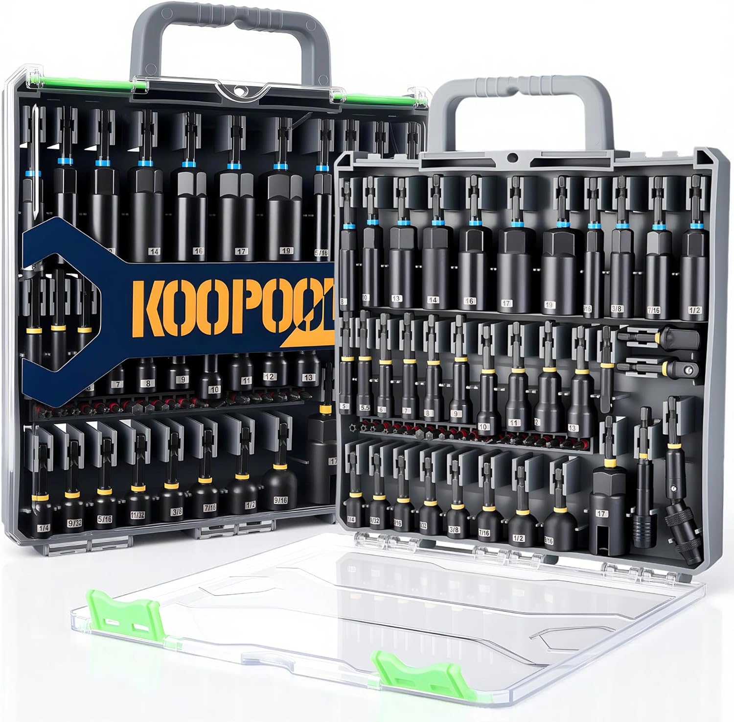 Magnetic Impact Nut Driver Set, Metric & SAE Driver Bit Set with Socket Adapters, Bit Holder, Wing Nut Driver, Universal Sockets, Quick Release Extension, Power Bits 55pcs Assorted
