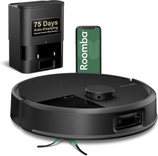 Roomba Max 705 Vac Robot Vacuum + AutoEmpty Dock - Extreme Power-Lifting Suction, Anti-Tangle Dual Rubber Brushes, Self-Empties, Recognizes and Avoids Obstacles, LiDAR Navigation Black