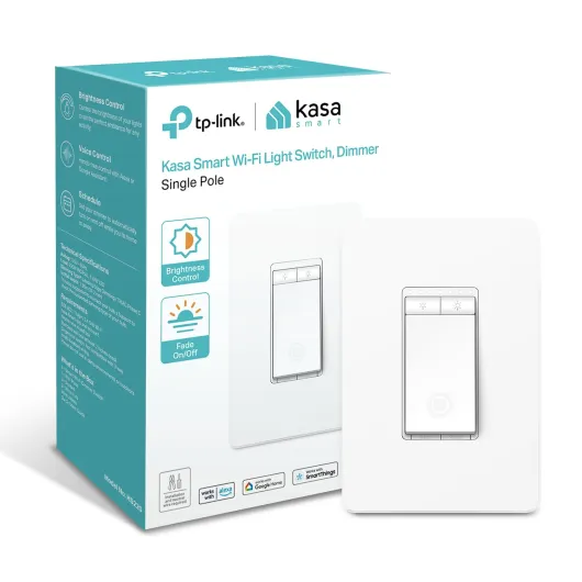 Dimmer Switch HS220, Single Pole, Needs Neutral Wire, 2.4GHz Wi-Fi Light Switch Works with Alexa and Google Home, UL Certified, No Hub Required, 1 Pack White, Alexa Compatible 1 Pack