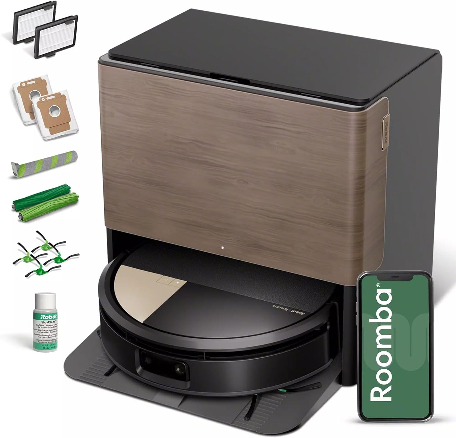 Roomba Max 705 Combo Robot Vacuum & Mop + AutoWash Dock – Extending Self-Cleaning Roller Mop, Retractable Mop Cover, Dual Brushes, Self-Empties, Heat-Washes & Dries, Avoids Obstacles, LiDAR