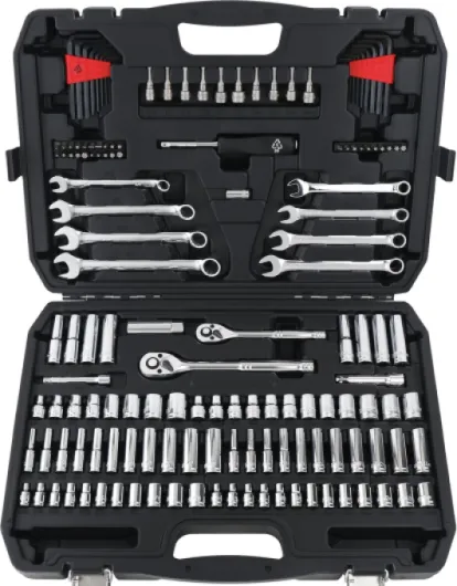 Mechanic's Socket Tool Set With Case, Metric Sizes, 145-Piece 145 Piece Black, Silver