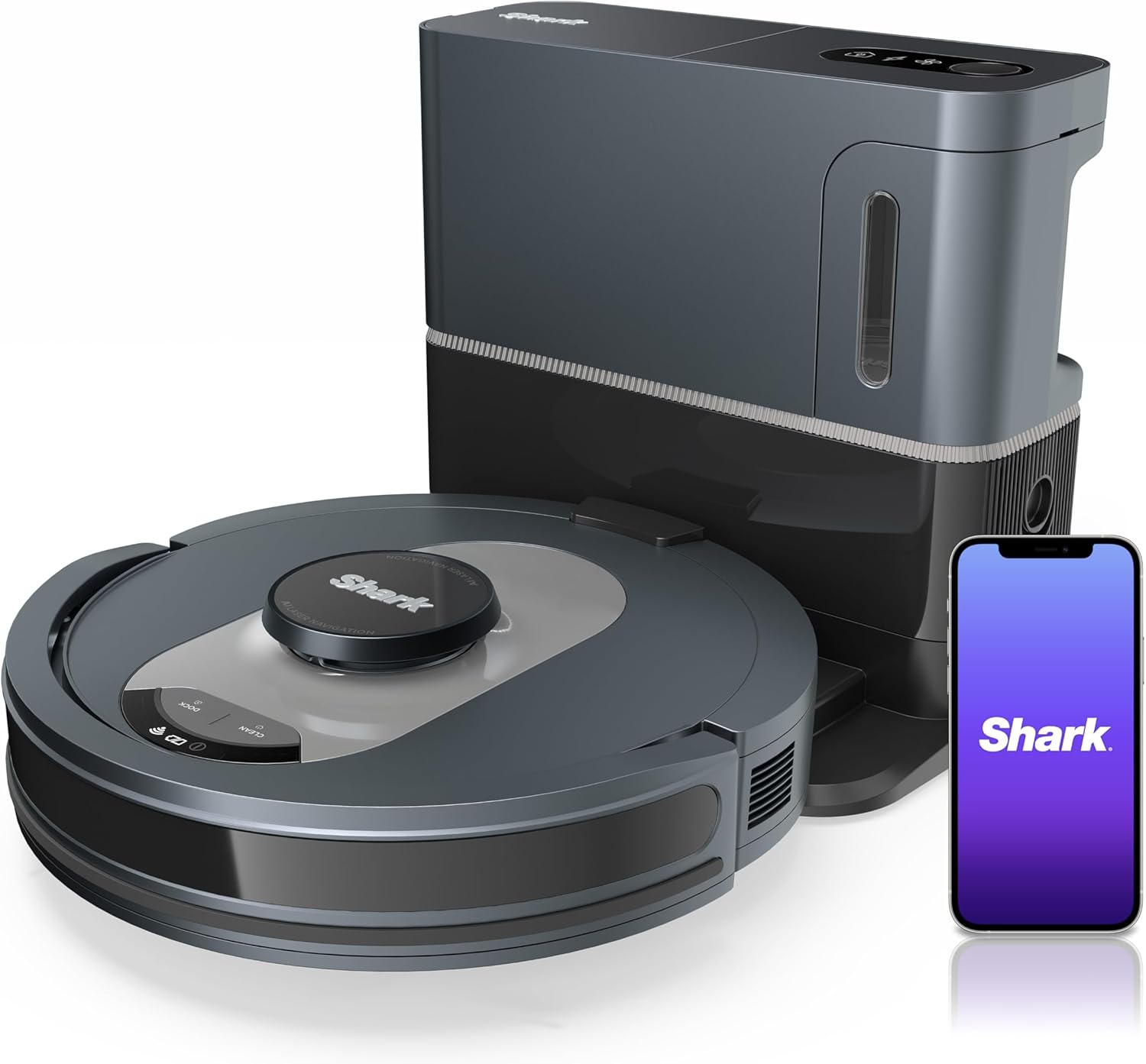 Shark UR2500SR AI Ultra Robot Vacuum, with Ultra Clean, Home Mapping, 30-Day Capacity Bagless Self Empty Base, Perfect for Pet Hair, WiFi, Compatible with Alexa, Black/Silver (Renewed)