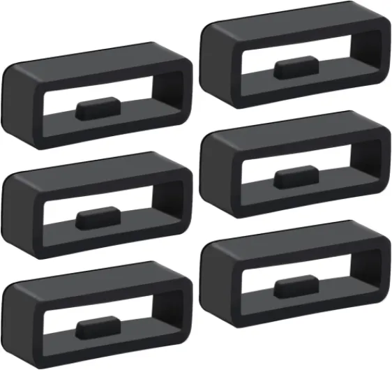 22mm Silicone Watch Band Loop, 6 Pack Universal Smart Watch Strap Fastener Rings Black Rubber Smartwatch Band Keeper Loop Replacement Parts Wristband Fastener Retainer Compatible with 22mm Wide Straps
