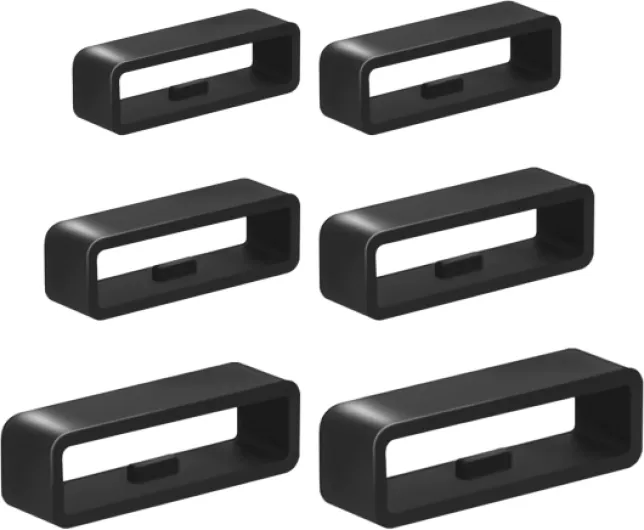 6 Pcs Watch Band Keepers, 16mm/18mm/20mm/22mm /24mm/26mm Watch Strap Holder Loops Retainer, Black Silicone Watch Band Fastener Rings Replacement Parts for Smart Sport Watches