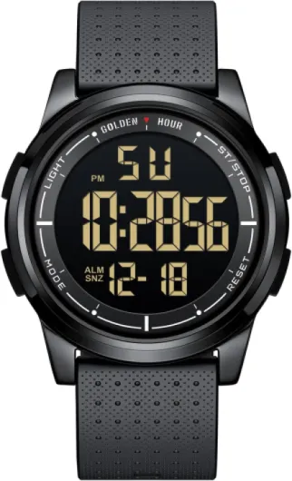 Ultra-Thin Minimalist Sports Waterproof Digital Watches Men with Wide-Angle Display Rubber Strap Wrist Watch for Men Women metal/black/black