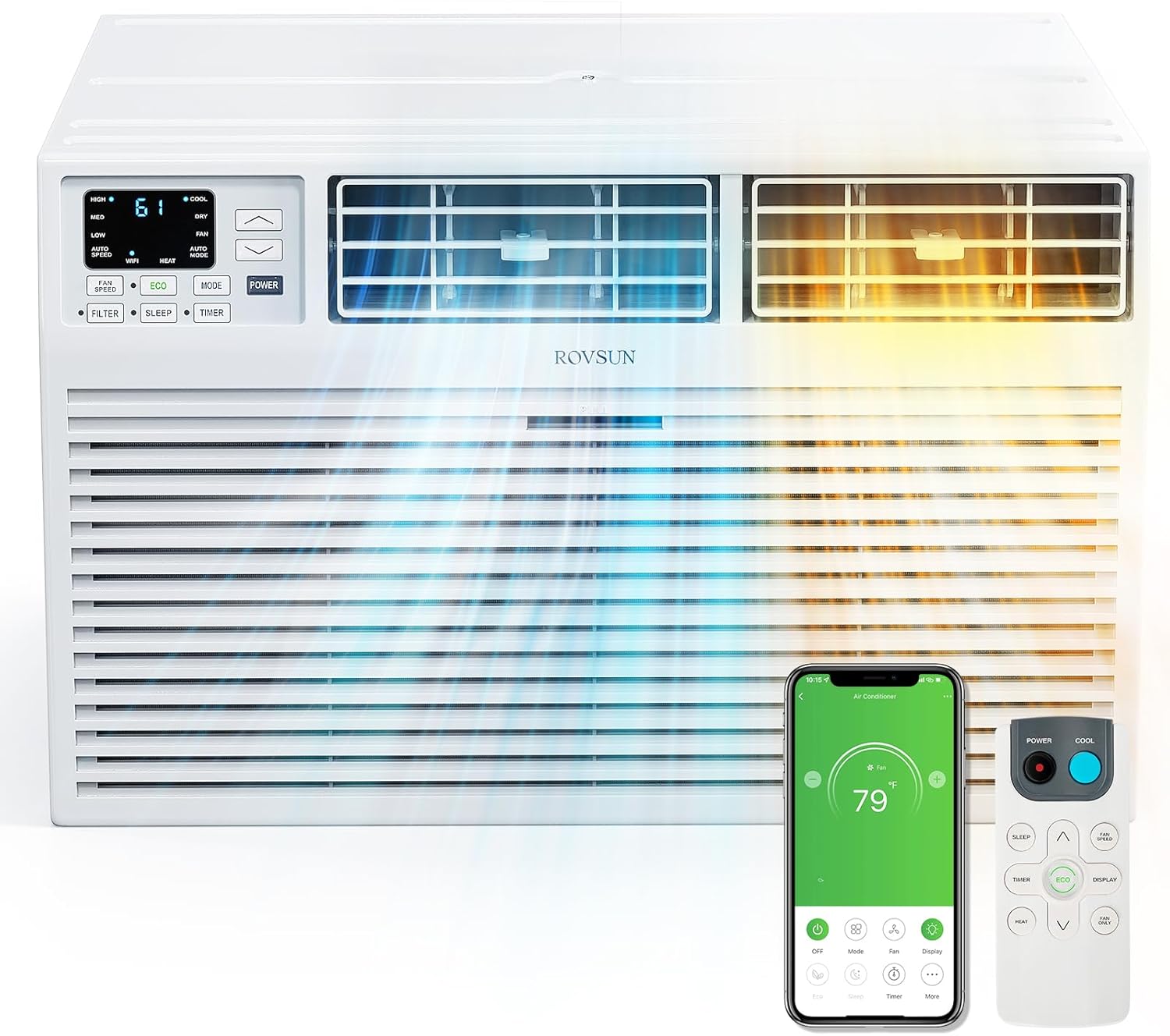 Smart 10000 BTU Through the Wall Air Conditioner with Heat, Wall AC Unit & Heater Combo with Remote, APP & Voice Control & Timer Function, Compatible with Alexa/Google Assistant, 230V/60Hz 10000BTU-AC & Heater-230V