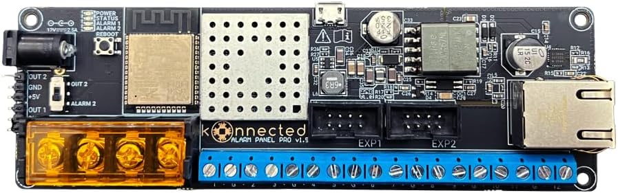 12-Zone Wired Smart Alarm Panel - Konnected Alarm Panel Pro Conversion Kit - Make Wired Alarm System Smart - SmartThings, Alexa - No Batteries or Monthly Subscription - Wi-Fi & Ethernet Connection