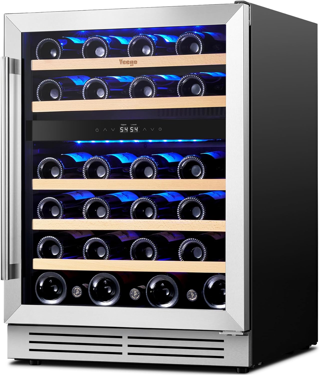 Wine Fridge Cooler - 24 Inch Dual Zone Wine Fridge Hold 47 Bottles, 40-65°F Wine Refrigerator Glass Door, Built in, Freestanding Under Counter Fridge for Beer Soda Drink Home Bar Office 24" Dual Zone-47 Bottles