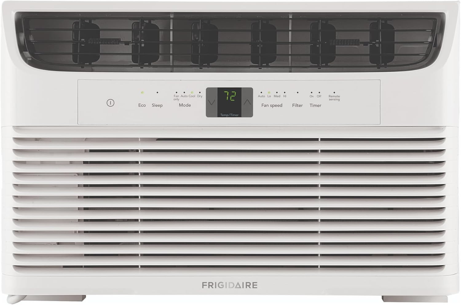 8,000 BTU Window Air Conditioner with Remote Control, Cools Up to 350 Sq - Ft., Quiet Operation, Eco Mode, 3 Fan Speeds, Auto Restart, White 8,000 BTU Electronic Controls