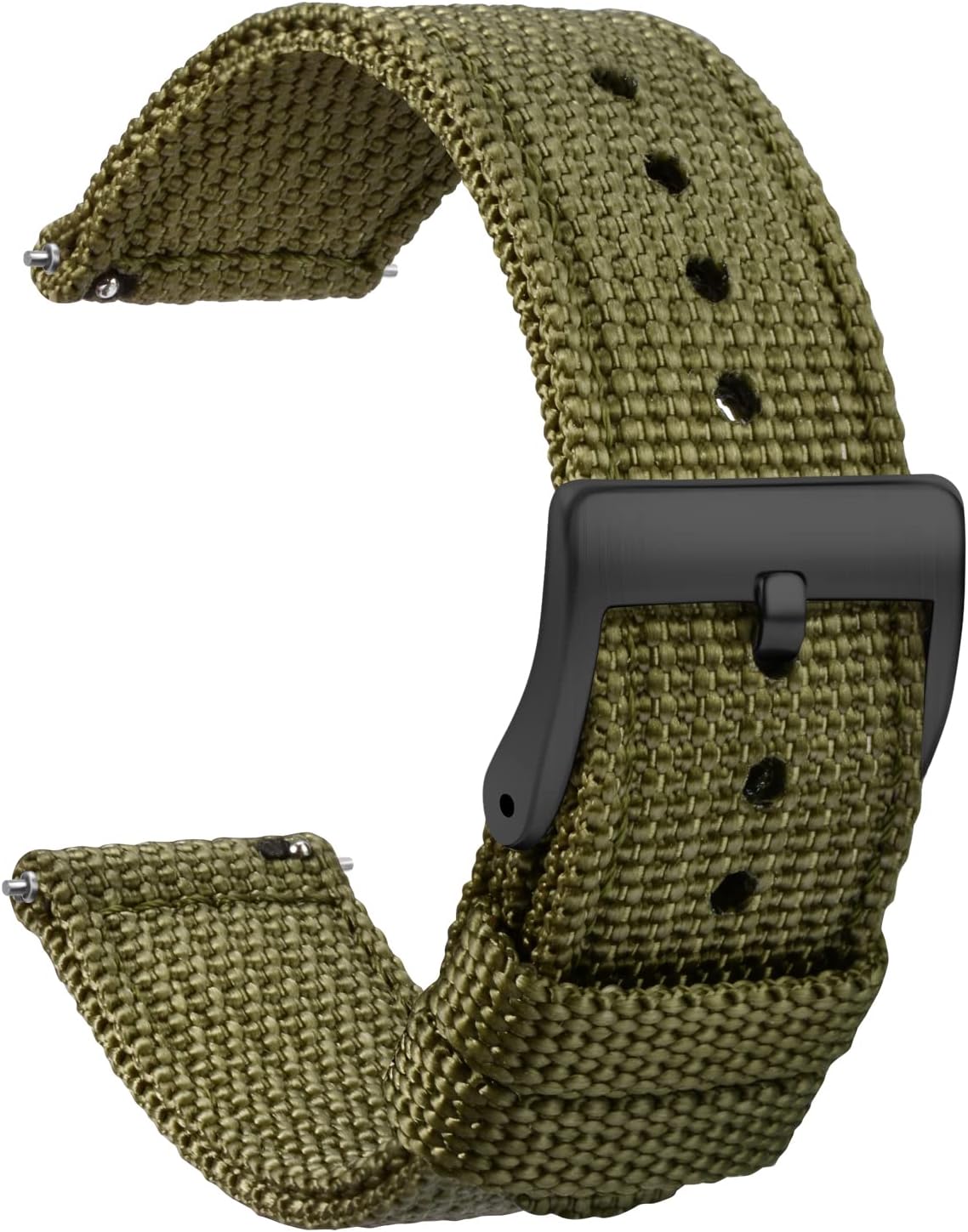 Nylon Watch Strap 20mm - Quick Release Watch Band Soft Black - Canvas Military Wtach Bands for Men Ladies – for Smart watch Bracelet Replacement with Clasp - 18mm, 20mm, 22mm 24mm Green/Black Clasp 20mm