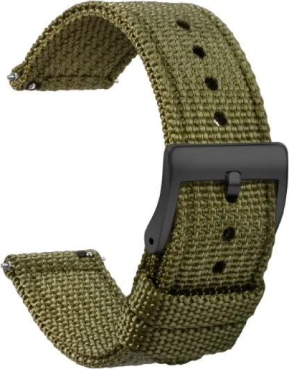 Nylon Watch Strap 20mm - Quick Release Watch Band Soft Black - Canvas Military Wtach Bands for Men Ladies – for Smart watch Bracelet Replacement with Clasp - 18mm, 20mm, 22mm 24mm Green/Black Clasp 20mm