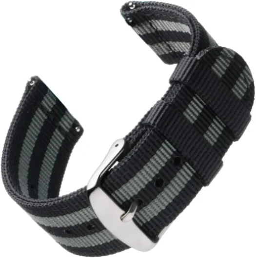Premium Nylon Quick Release Watch Bands 20mm Black/Gray