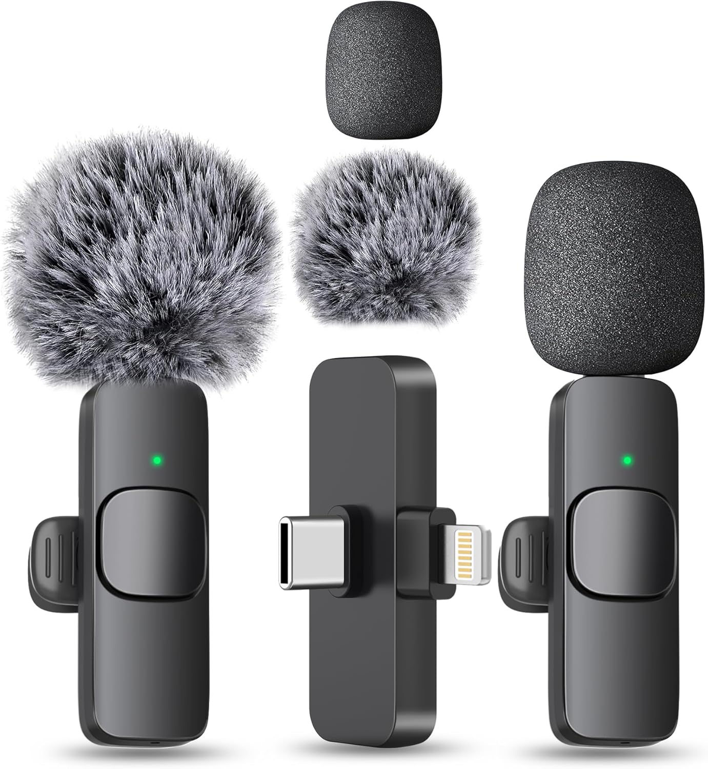 Wireless Mini Microphone for iPhone, Android Phone - Bluetooth Lavalier Lapel Mic for Audio Video Recording - Clip on Content Creator Microphones for YouTube Tiktok Podcast Vlogging All iPhones & Androids (USB-C + Lightning)