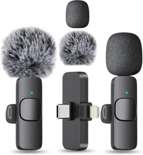Wireless Mini Microphone for iPhone, Android Phone - Bluetooth Lavalier Lapel Mic for Audio Video Recording - Clip on Content Creator Microphones for YouTube Tiktok Podcast Vlogging All iPhones & Androids (USB-C + Lightning)