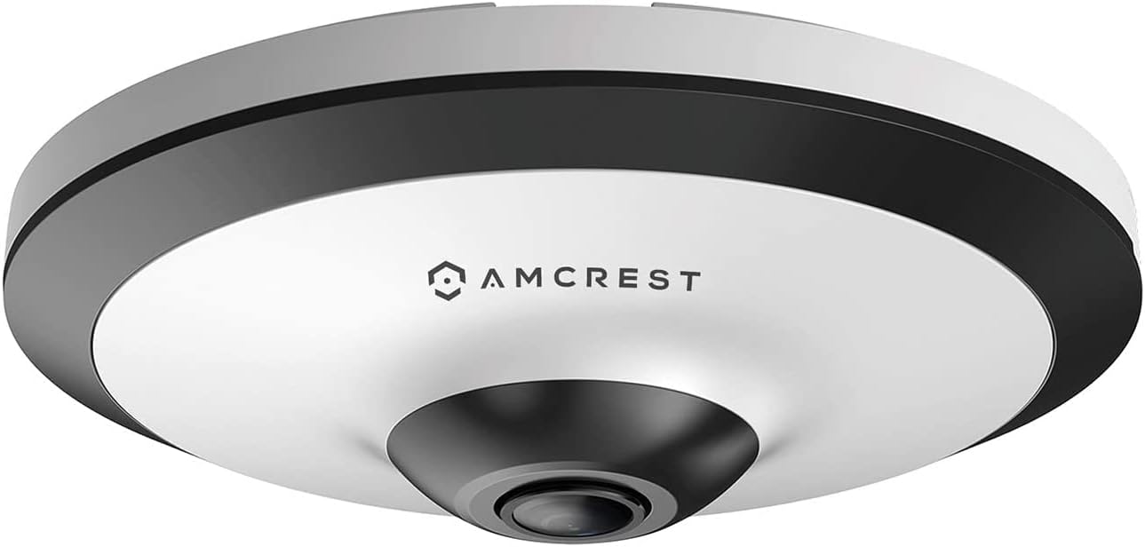 Fisheye IP POE Camera, 360° Panoramic 5-Megapixel POE IP Camera, Fish Eye Security Indoor Camera, IVS Features and People Counting, MicroSD Recording, IP5M-F1180EW-V2 (White)