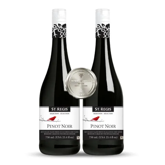 ST - REGIS Non-Alc Pinot Noir - Low Calorie, Low Sugar - Refreshing Fruity and Spicy Flavor - Made from 100% Selected Pinot Noir Grapes from Germany - 25.4 Fl Oz / 750ml (2 Pack) Pinot Noir 25.4 Fl Oz (Pack of 2)