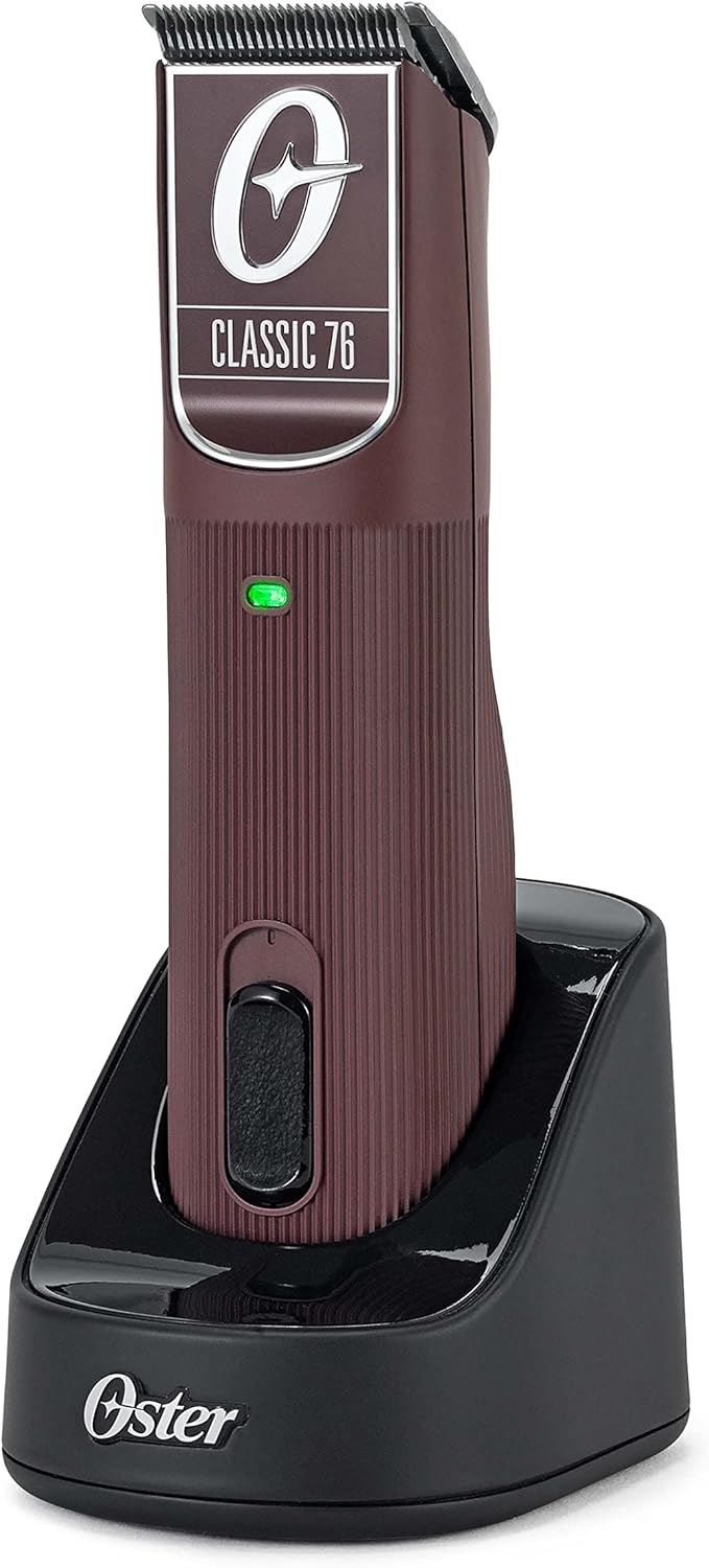 Professional Cordless Hair Clippers, Classic 76 for Barbers and Hair Cutting with Detachable Blade, Burgundy Burgundy 6 Piece Set