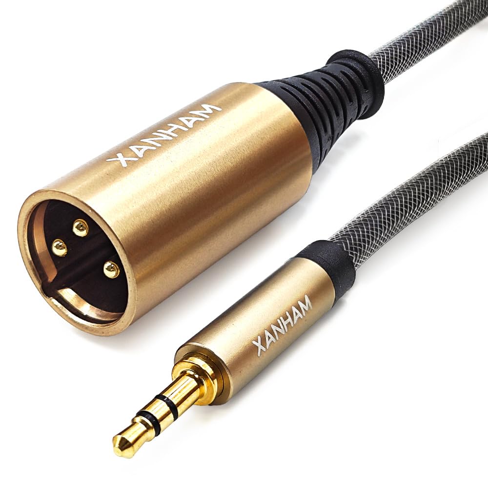 XLR Male to 3.5mm (1/8") Male Jack 6.6 Feet/2 Meter TRS Unbalanced Cable Compatible with iPhone, iPod, MP3 Player, Laptop, Voice Recorder and More 2 meters