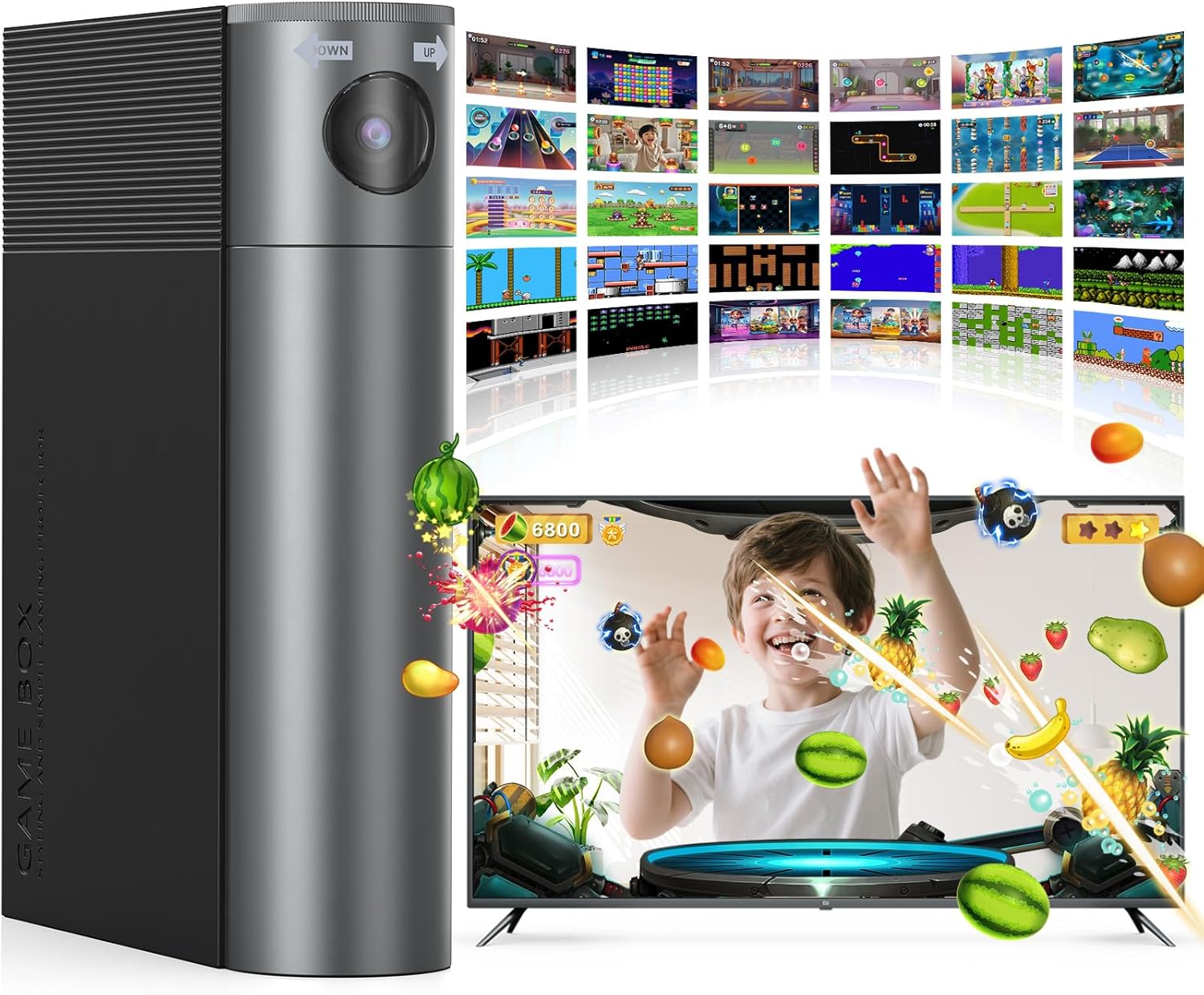 AR Motion Gaming Console - Plug & Play Video Game System for Kids & Families - Great for Indoor Physical Play, Interactive Family Fun, Game Nights, Playtime and Playdates Black & Gray (with controller) - Version 2.0