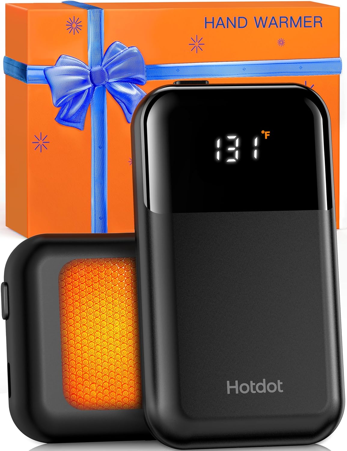 Hand Warmers Rechargeable, Heat Levels (104–131°F), Real-Time Temp & Battery Display, Electric Hand Warmers, Fast Heating, Fits in Gloves/Pocket, Gifts for Women & Men AI-Gray 2Pack