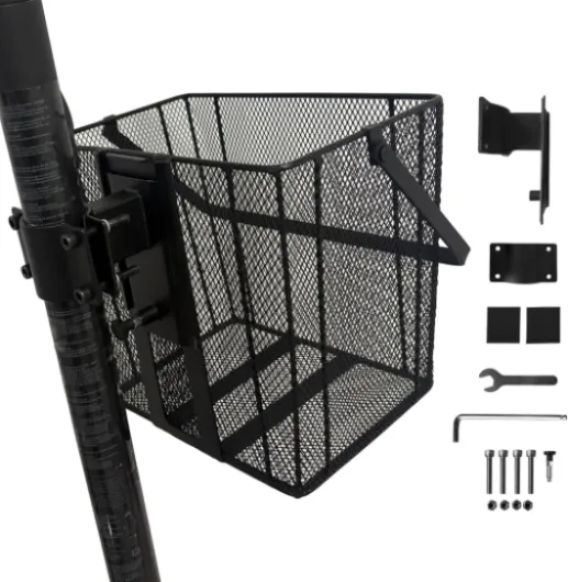 Scooter Basket Bike Front Baskets Heavy Duty Quick Release Removable Iron Mesh Bicycle Basket with Handle Easy Assembly and Portability Size 10.2" L x 6.5" W x 9" H (Small)