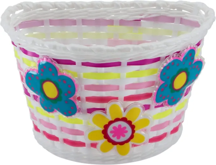 Bike Basket for Kids Bike, with Light-Up Flowers Motion Activated, Fits Most Kids Bike Handlebars, Easy to Install Bicycle Accessories for Boys and Girls Multi-Color, 3 Light-Up