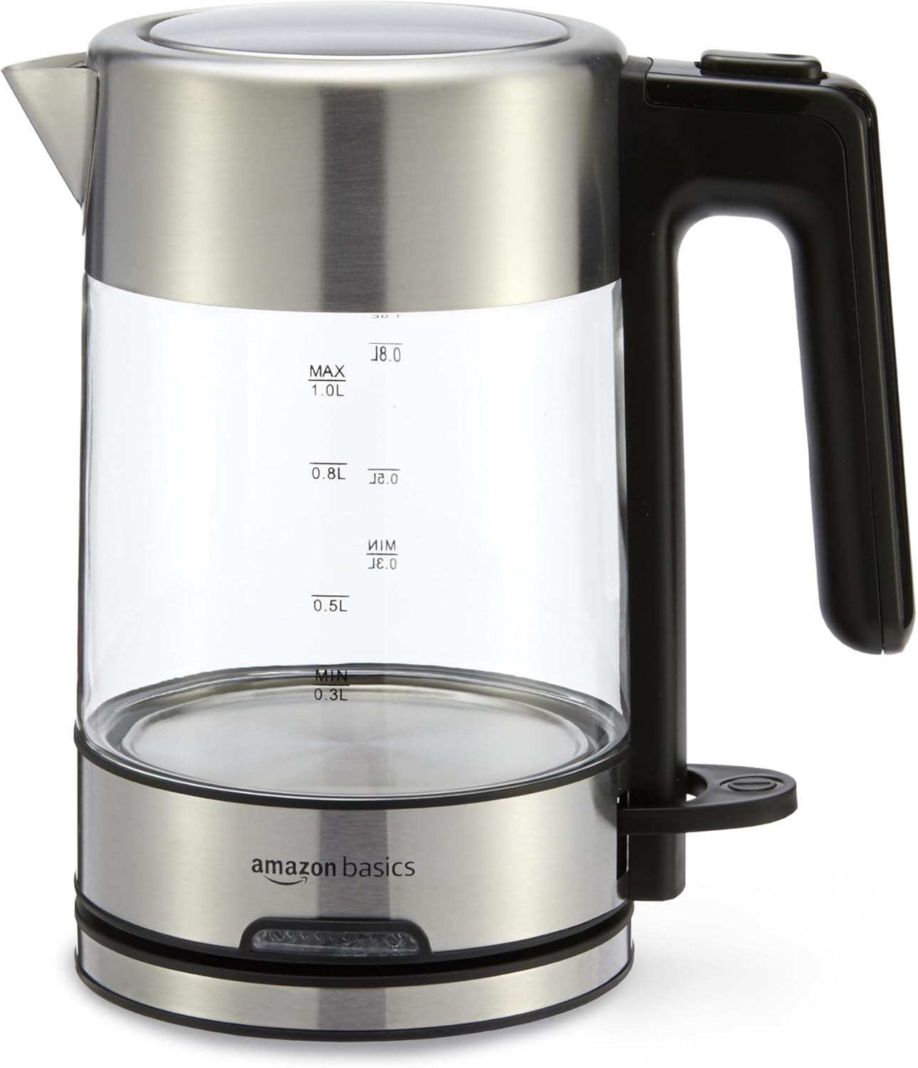 Electric Kettle with Glass Carafe for Tea and Coffee, BPA-Free, Fast Boiling, Auto Shut-Off, 1.1 Quarts, 1500W, Glass and Steel Glass Carafe 1.1 Quarts