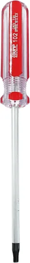 T20 Security Torx Screwdriver with Magnetic Tip, 7 Inch / 178mm Cr-V Steel Screwdriver for Repairing and DIY, 4 Inch Working Length with Red Insulated PVC Handle 1 T20
