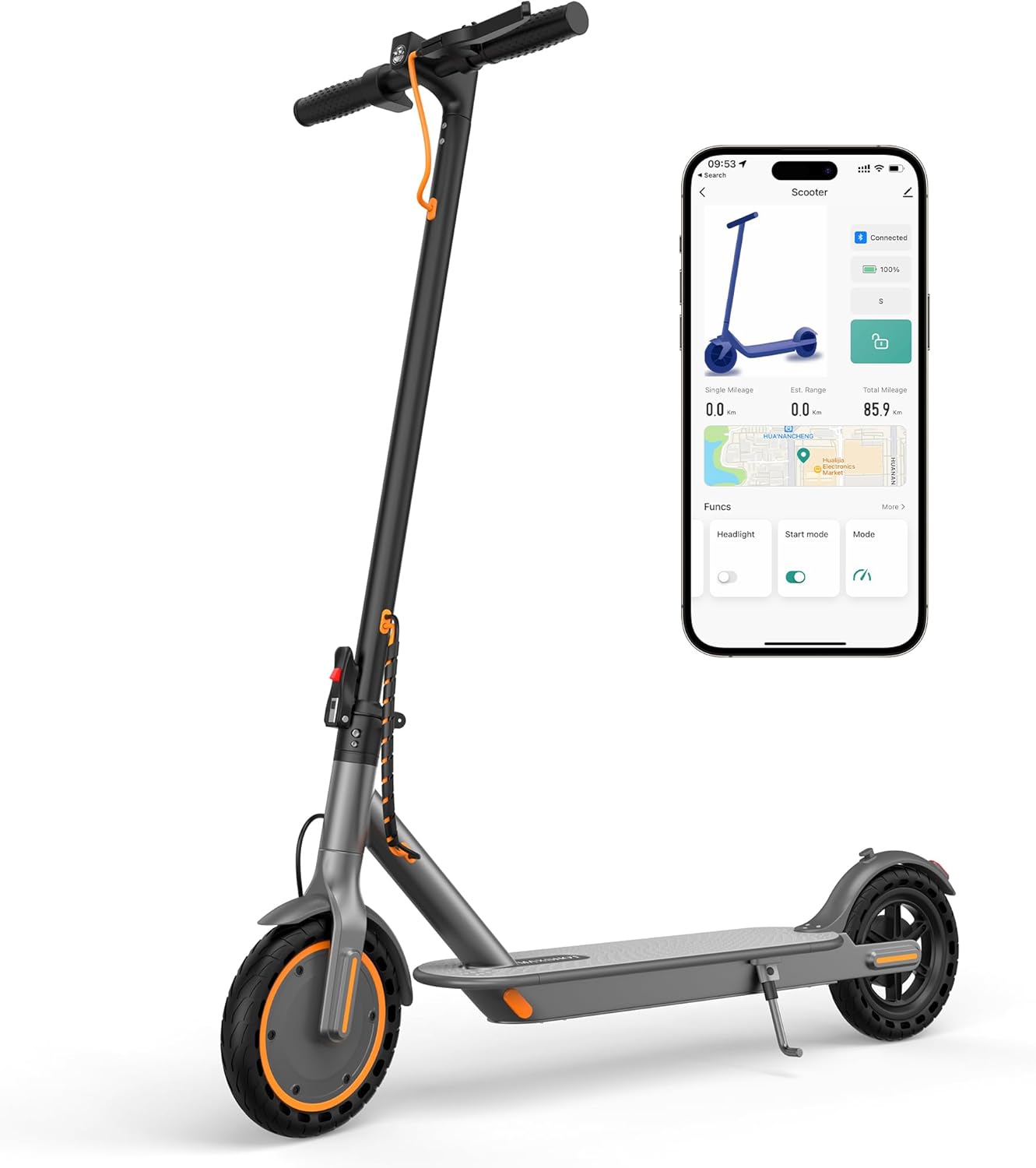 Electric Scooter for Adults, 8.5/10/14" Tires, 19/22Mph, 350W/500W Motor, 21-28 Miles Range, Folding E-Scooter with Dual Suspension,APP(V1/SPRO/MAX/PRO/X1/X1PRO/PR) V1NEW-21Miles-350W-Orange
